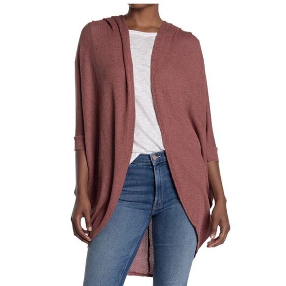 Abound Lightweight Open Front Dolman Sleeve Cocoon Cardigan Brown Spice XS - Picture 1 of 5